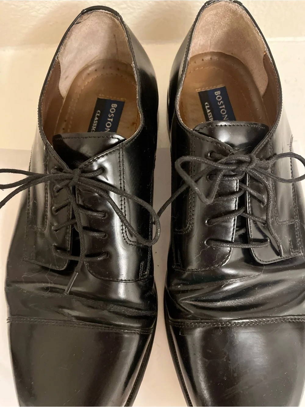 Bostonian Classics First Flex Men’s Black Cap-Toe Oxford Dress Shoes - Size 11.5